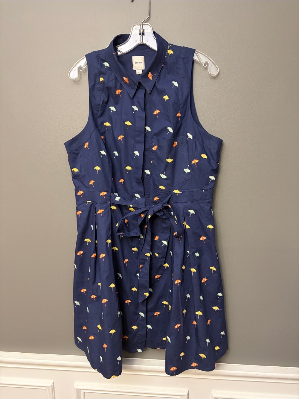 Anthropologie Maeve Sleeveless Mini Tank Embroidered Umbrella Dress - Size L